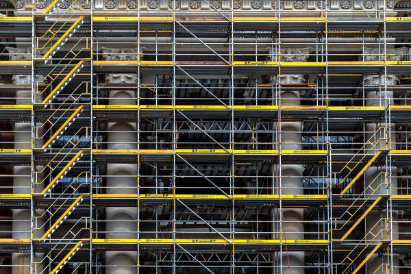 Scaffolding on large building