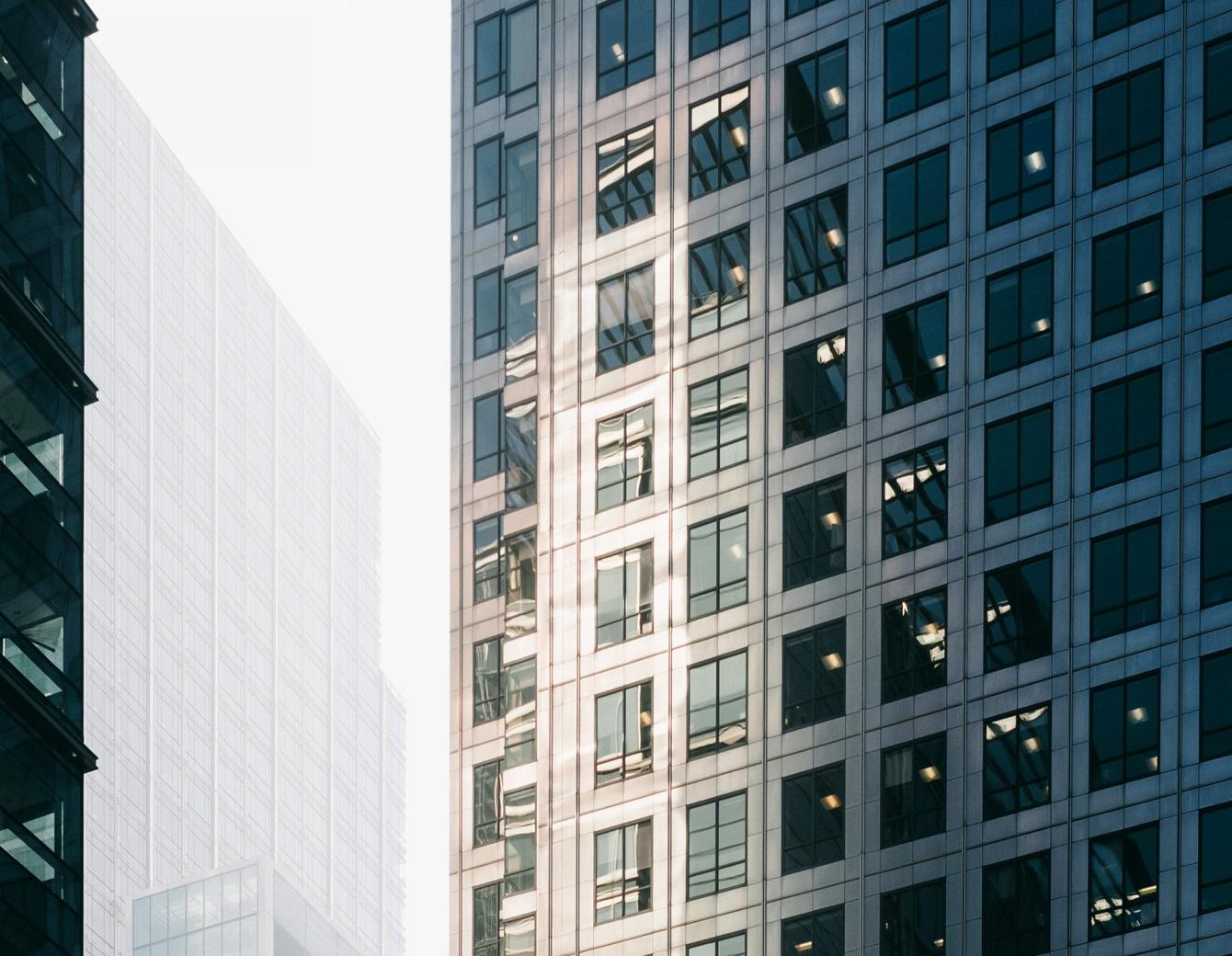 Sunlight cutting through buildings