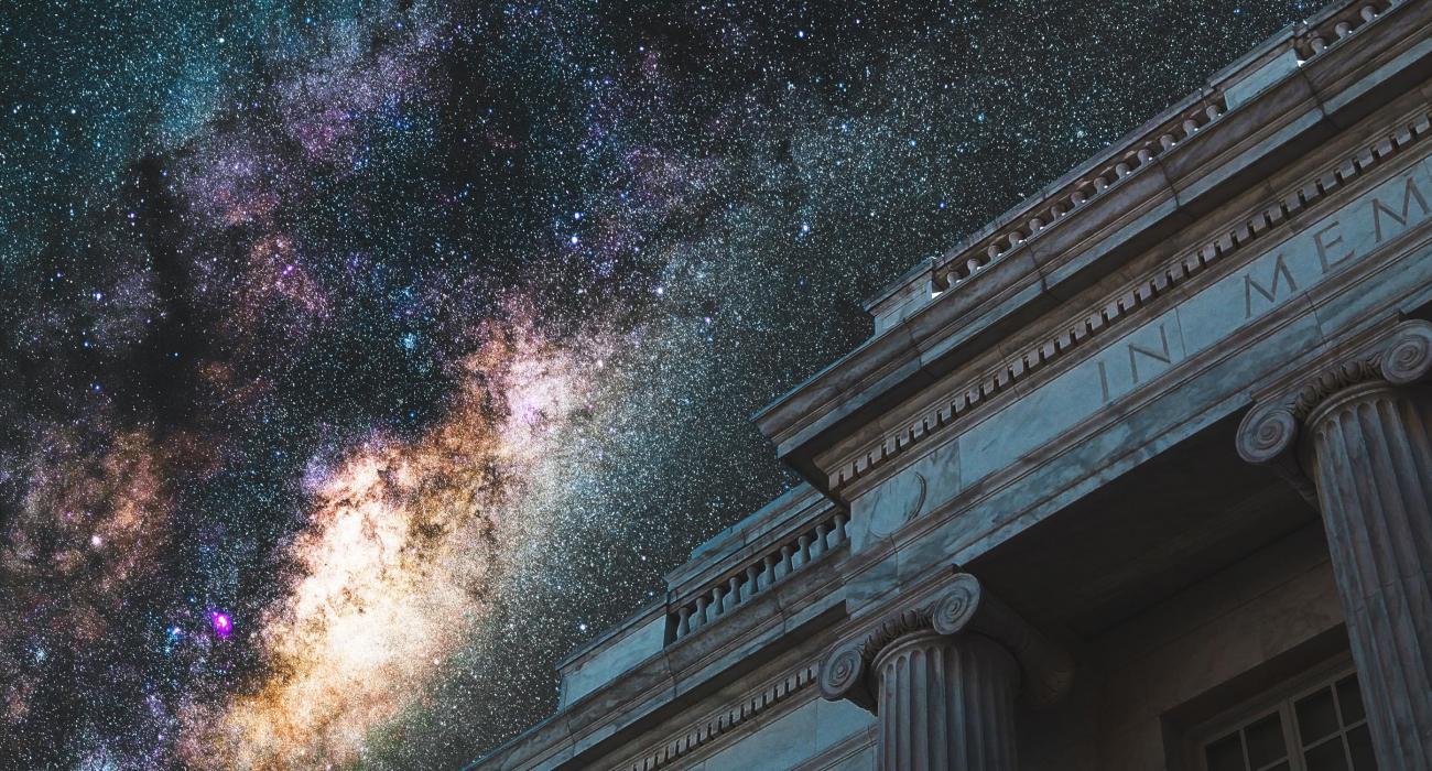 Court building against starry sky