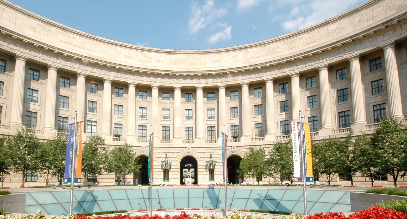 Panorama view of the Woodrow Wilson Plaza