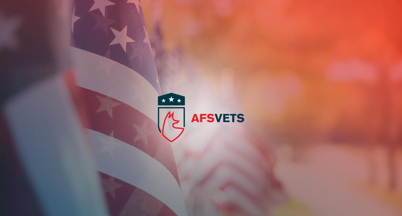 AFSVets logo on faded American flag background