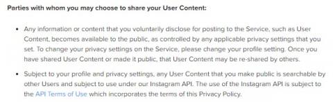 Instagram share user content